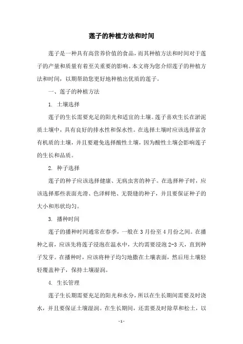 莲子的种植方法和时间