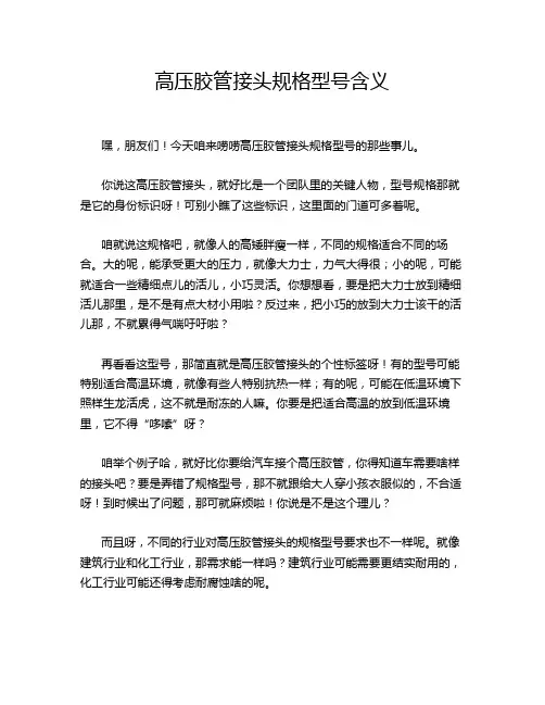 高压胶管接头规格型号含义