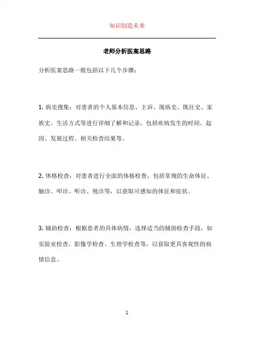 老师分析医案思路