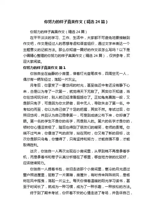 你努力的样子真美作文（精选24篇）