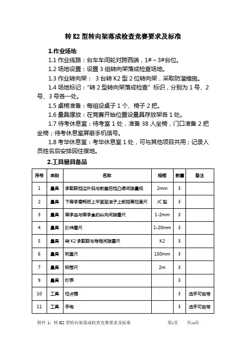 转K2型转向架落成竞赛要求及标准