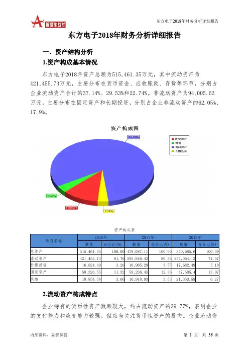 东方电子2018年财务分析详细报告-智泽华
