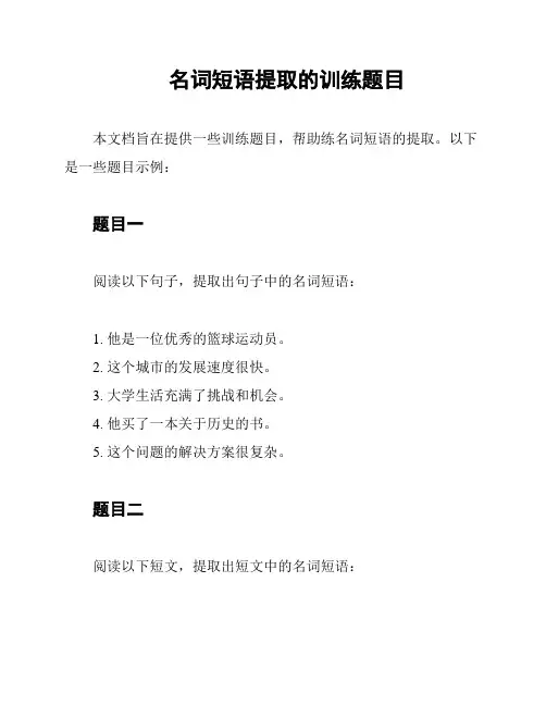 名词短语提取的训练题目