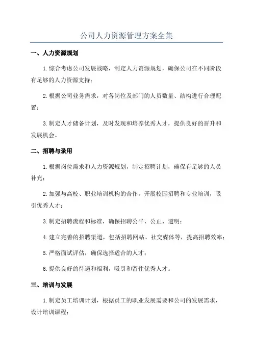 公司人力资源管理方案全集