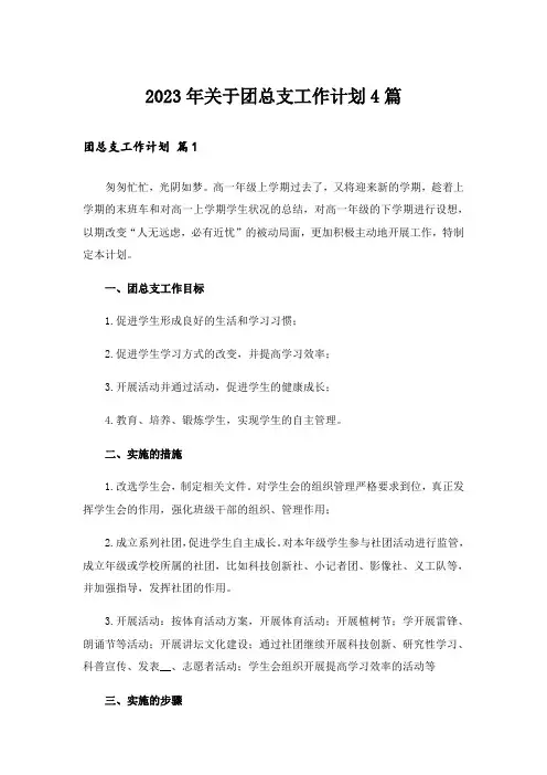 2023年关于团总支工作计划4篇