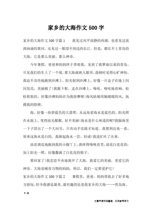 家乡的大海作文500字_描写作文