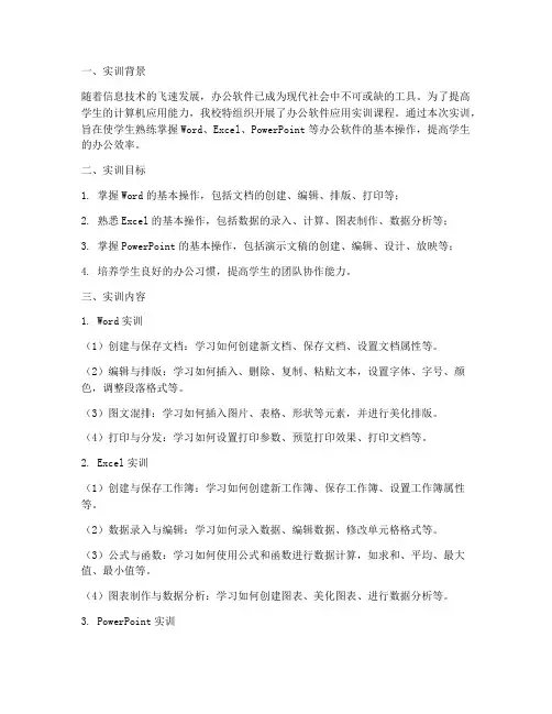 实训报告办公软件