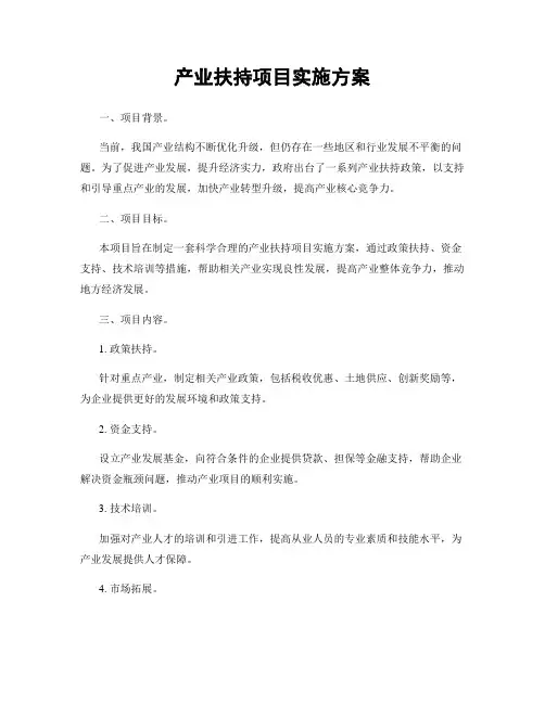 产业扶持项目实施方案