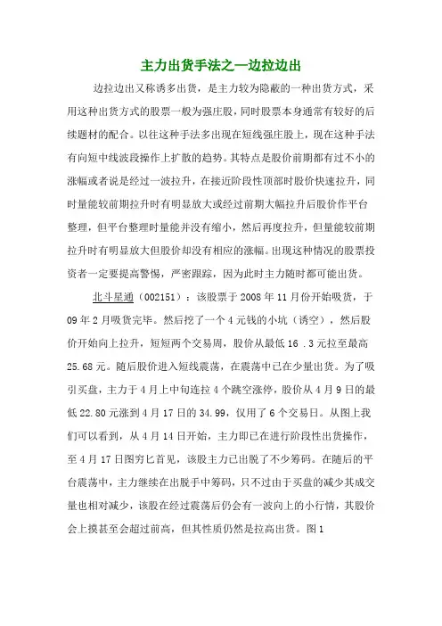主力出货手法之—边拉边出