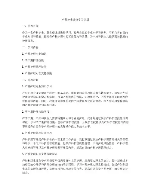 产科护士进修学习计划