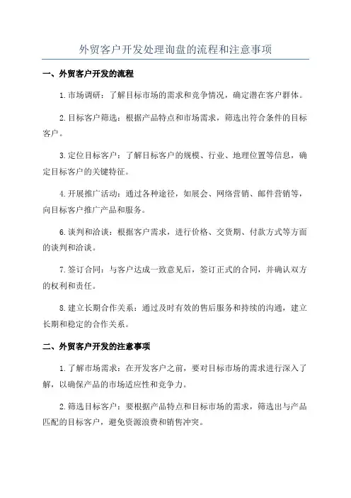 外贸客户开发处理询盘的流程和注意事项