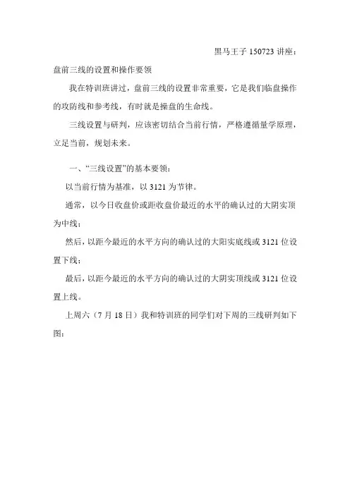 盘前三线的设置和操作要领