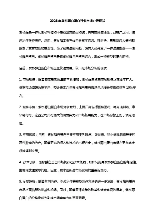 2023年紫杉醇白蛋白行业市场分析现状