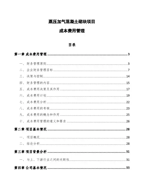 蒸压加气混凝土砌块项目成本费用管理【参考】