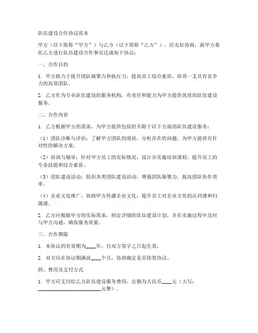 队伍建设合作协议范本