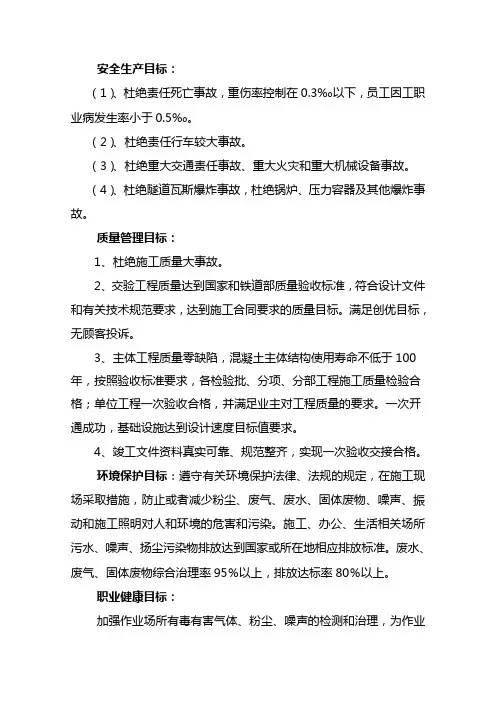 安全生产职业健康环境保护目标