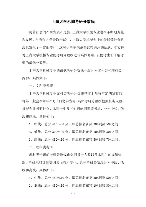 上海大学机械考研分数线