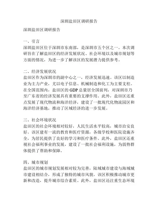 深圳盐田区调研报告