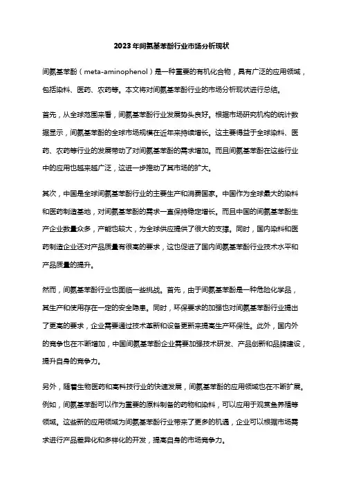 2023年间氨基苯酚行业市场分析现状