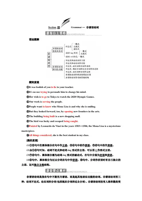 高中英语外研版选修8Module  2  Section Ⅲ Grammar— 非谓语动词