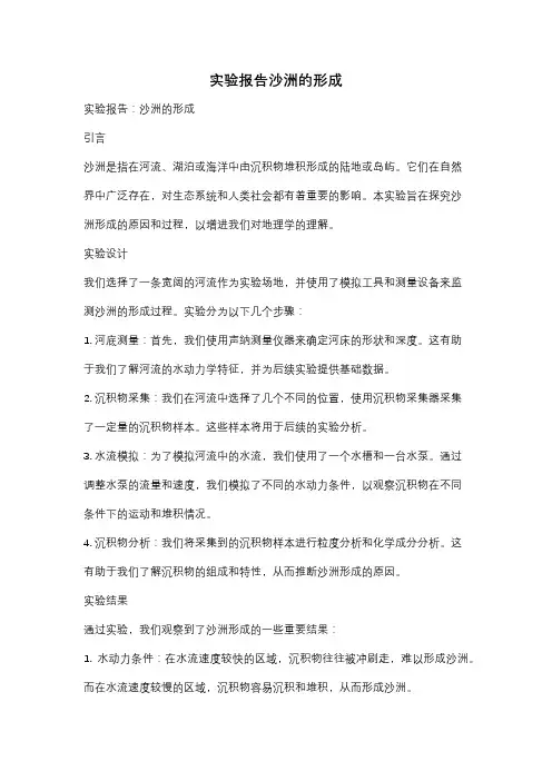 实验报告沙洲的形成