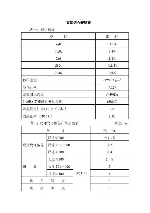直接结合镁铬砖技术文本