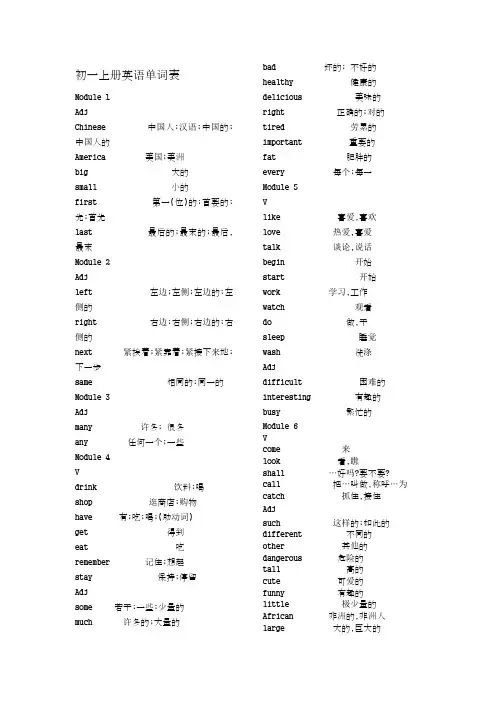 2013年新外研版七八年级英语上册单词表动词 形容词