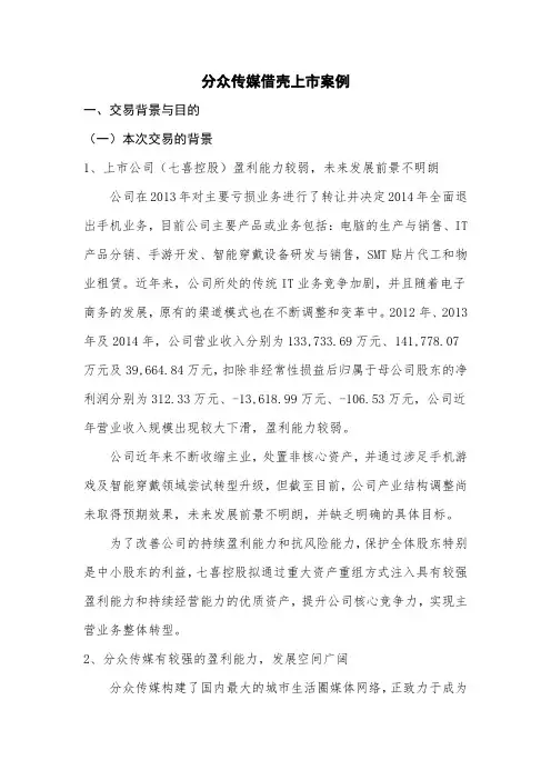 借壳上市案例——分众传媒