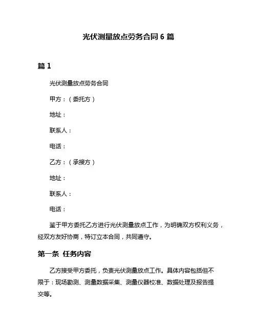光伏测量放点劳务合同6篇