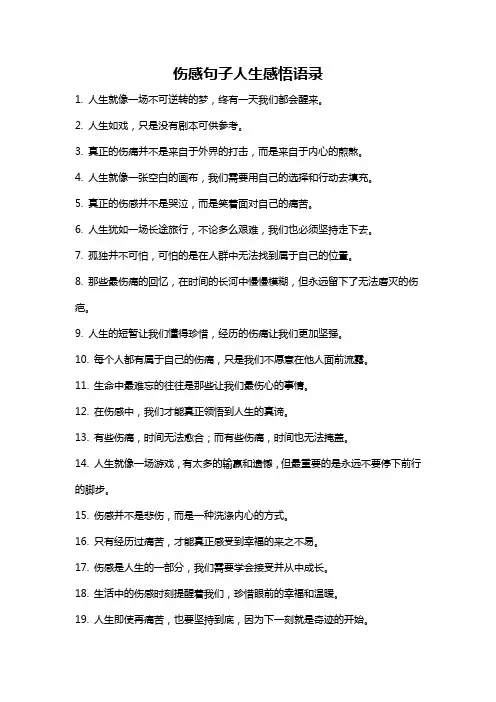 伤感句子人生感悟语录