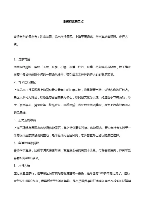 奉贤有名的景点