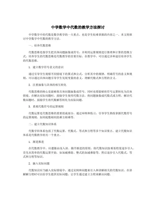 中学数学中代数的教学方法探讨