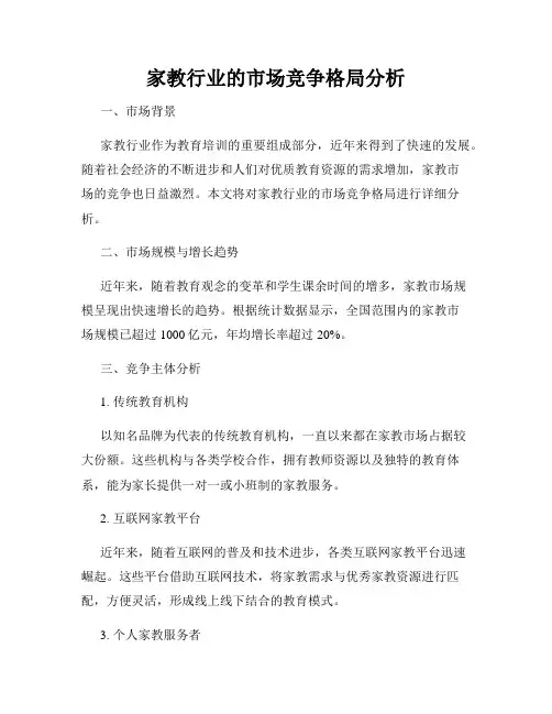 家教行业的市场竞争格局分析
