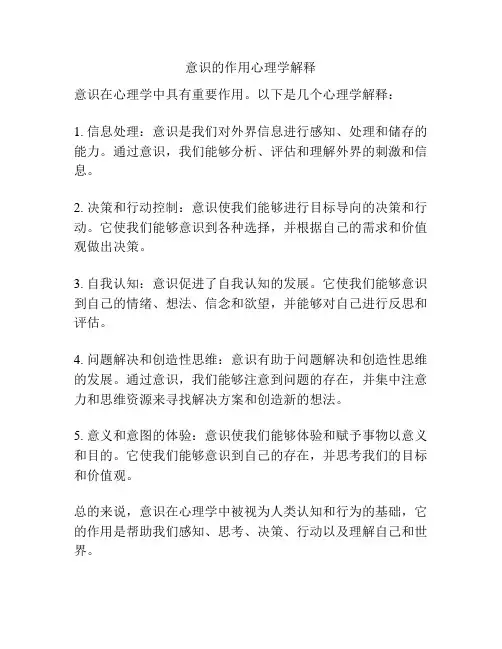 意识的作用心理学解释