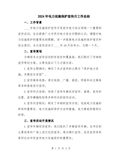 2024年电力设施保护宣传月工作总结