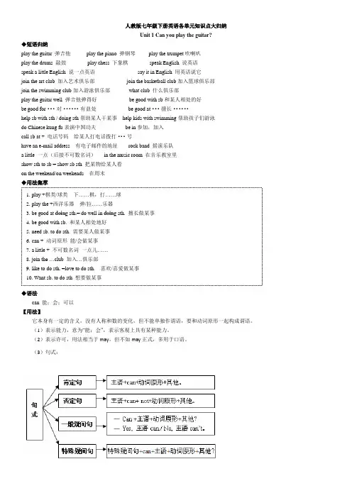 七年级下册英语所有必考单词、词组-语法总结