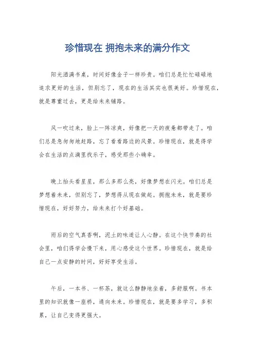 珍惜现在 拥抱未来的满分作文