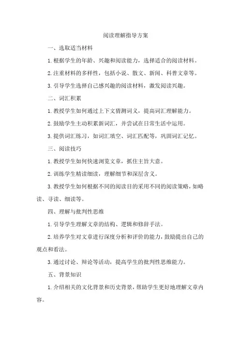 阅读理解指导方案