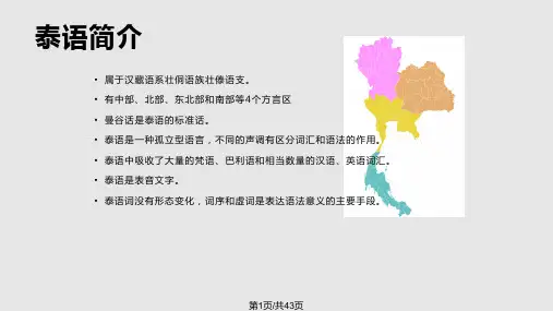 泰语傣族语字母的基本介绍和音调规则PPT课件