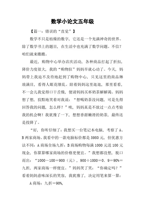 数学小论文五年级