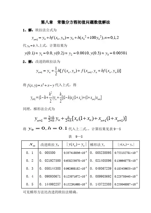 数值分析第四版课后答案答案第八章