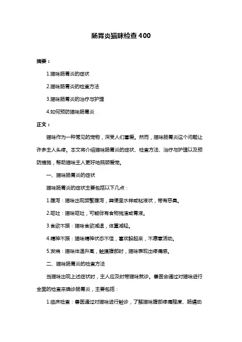 肠胃炎猫咪检查400