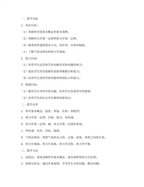 大学物理热学讲课教案设计