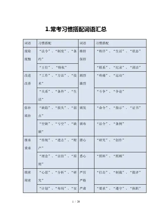 公务员事业编常考词语成语总结