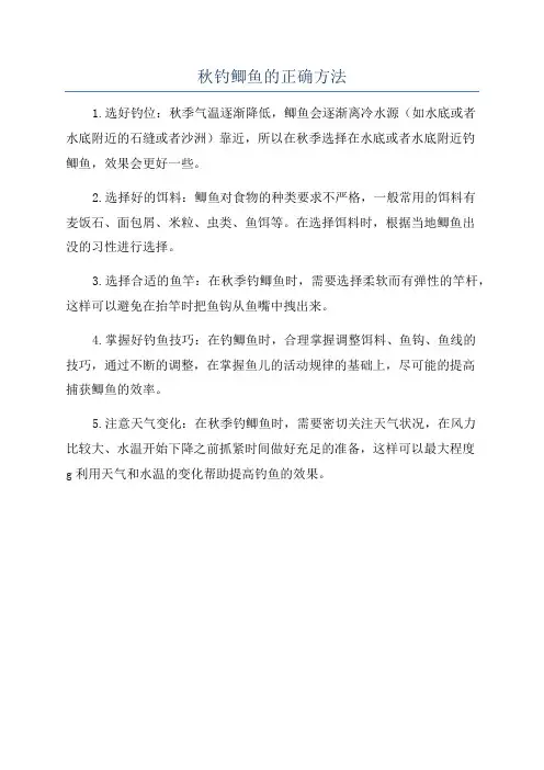 秋钓鲫鱼的正确方法
