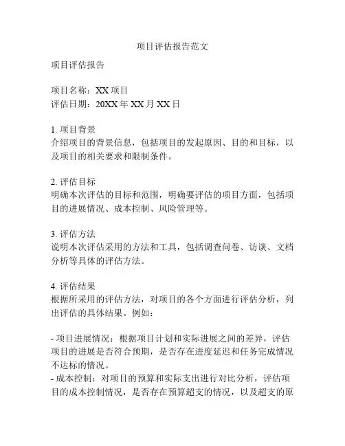 项目评估报告范文