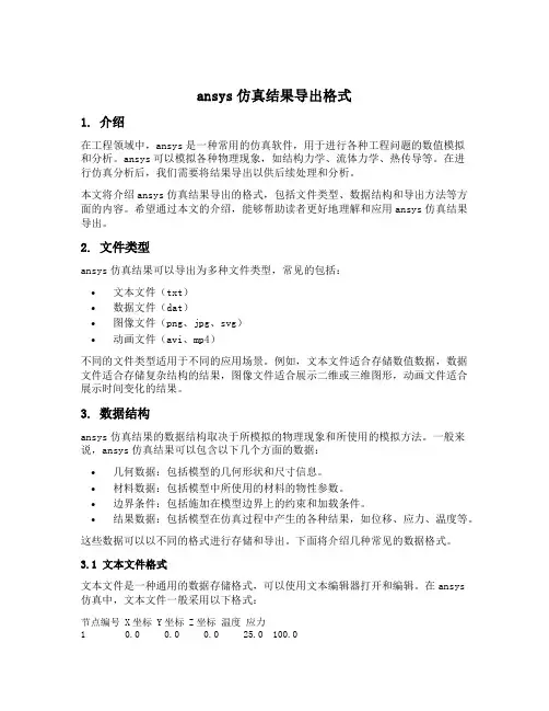 ansys仿真结果导出格式