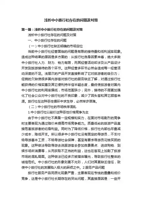 浅析中小旅行社存在的问题及对策