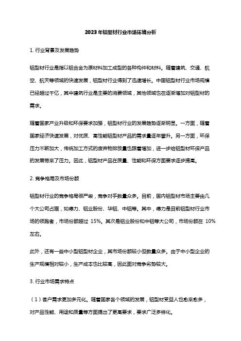 2023年铝型材行业市场环境分析