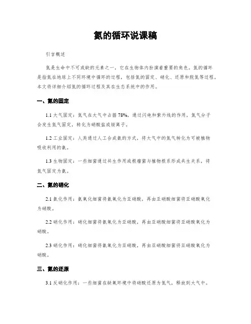氮的循环说课稿